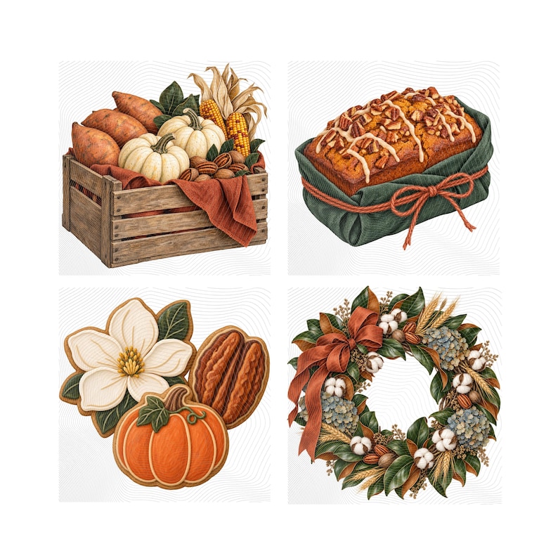 Southern Fall R Southern Thanksgiving Clipart Bundle, Fall Food PNG Illustrations ...
