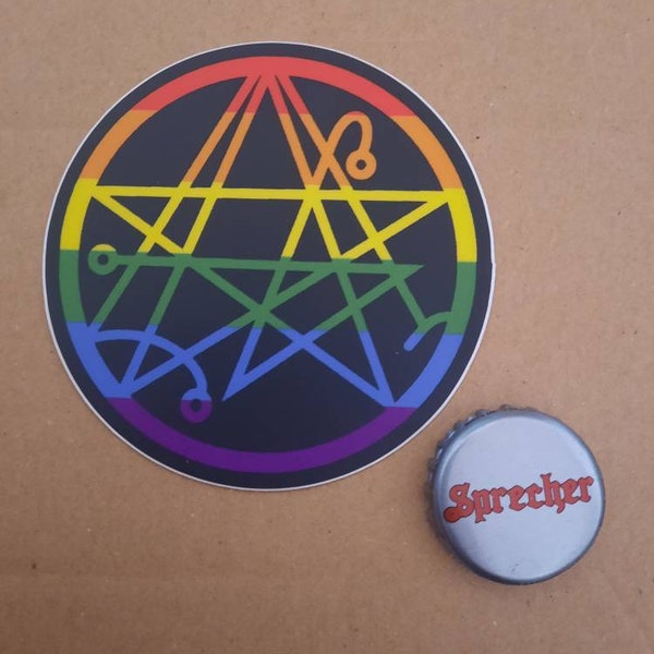 Necronomicon sigil rainbow pride sticker