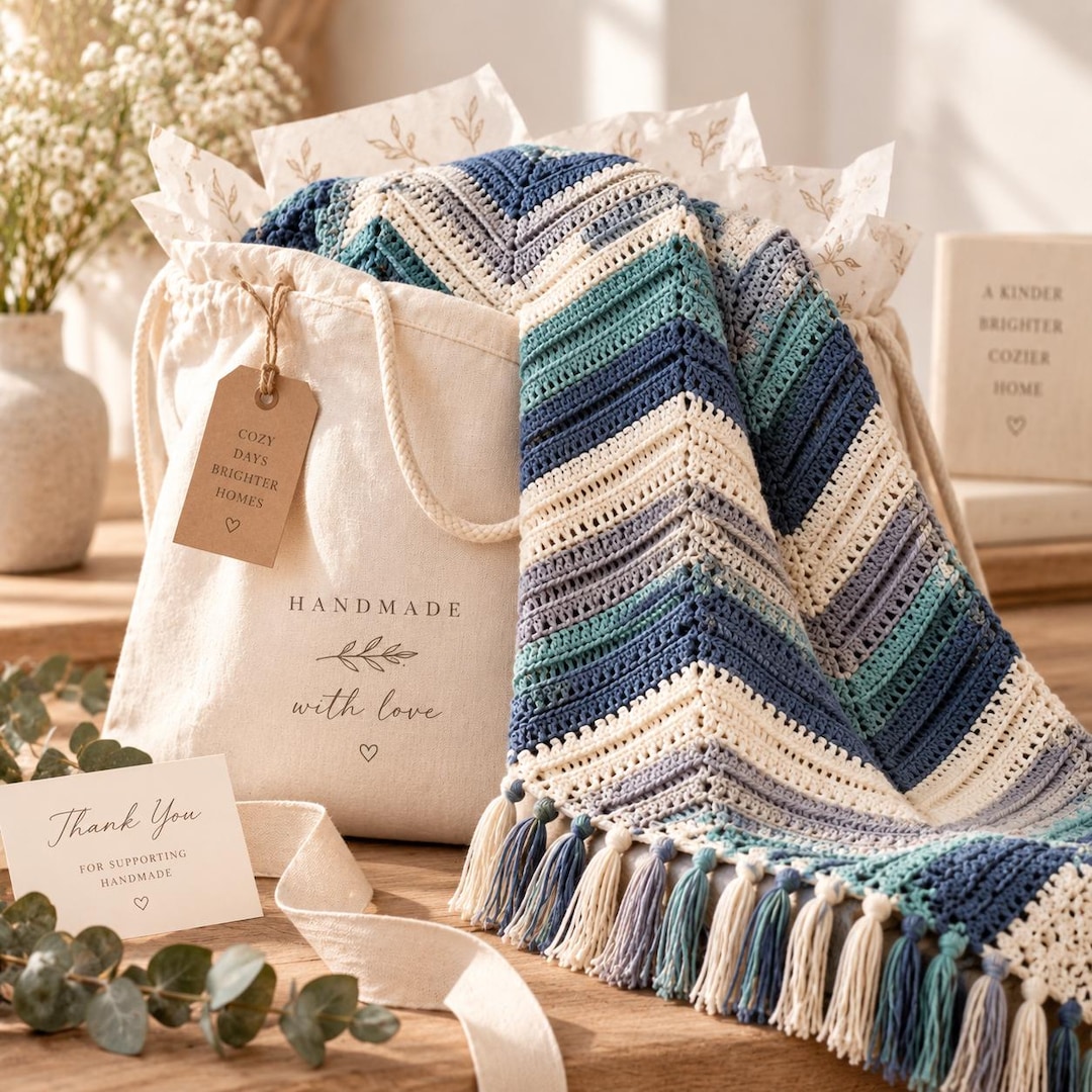 Chevron Crochet Blanket Pattern, Beginner Zig Zag Throw PDF, Modern