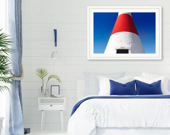 Framed Print, Nantucket Photo, Sankaty Lighthouse, Abstract Photography, Red White Blue, Large Wall Art Nautical Coastal Decor Beach Artwork