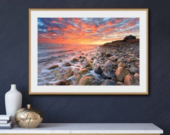 Large Beach Wall Art, Rhode Island Photography, Extra Large Wall Art, Seascape Wall Decor, Coastal Print, Ocean Sunset Print, Oversized Art