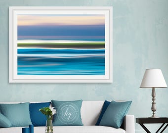 Abstract Art, Beach Photography, Martha's Vineyard, Sunrise Waves, Ocean Photo Print, Coastal Decor, Nautical Artwork, Teal Blue Green Aqua