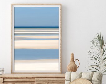 Large Abstract Beach Wall Art Tide Flats Photo Nautical Decor Cape Cod Skaket Beach Low Tide Photograph Coastal Artwork Blue Teal Aqua Beige