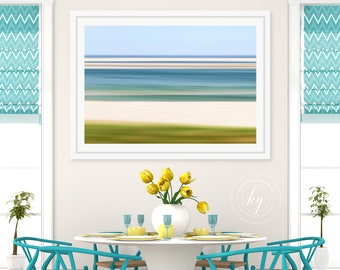 Large Abstract Wall Art Beach Photo Nautical Decor Chatham Harbor Sandbar Cape Cod Low Tide Photograph Blue Teal Aqua Beige Lime Green