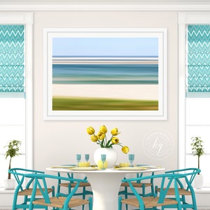 Large Abstract Wall Art Beach Photo Nautical Decor Chatham Harbor Sandbar Cape Cod Low Tide Photograph Blue Teal Aqua Beige Lime Green