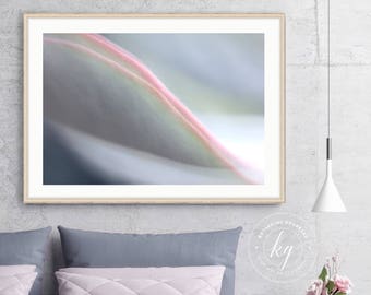 Large Botanical Print, Abstract Flower Petal Wall Art, Lavender Pink Green, Soothing Garden Wall Decor, Floral Succulent Art Living Room Art