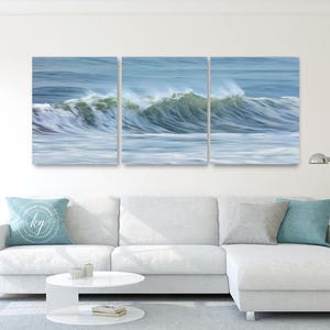 3 Panel Ocean Art Wave Crash Canvas Triptych Ocean Wave | Etsy