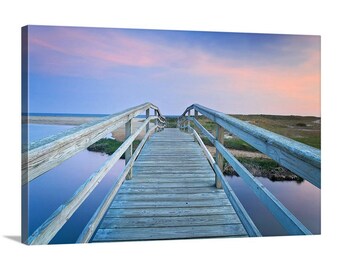 Chatham MA Photography, Canvas Gallery Wrap, Ridgevale Beach Boardwalk Photo, Cape Cod Sunset Wall Art, Marsh Bridge Picture, Large Print