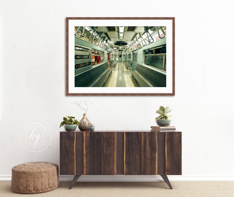 Train Photograph NYC Photography Large New York City Wall Art Mint Green Vintage Retro Artwork NYC Subway Picture 30x45 Photo Print