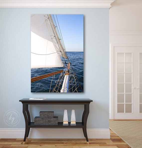 Nautical Decor, Large Canvas Wall Art, Boat Photography, Sailing Photo,  Sailboat Picture, Nantucket Artwork, Cape Cod, Navy Blue Beige Ivory -   Canada