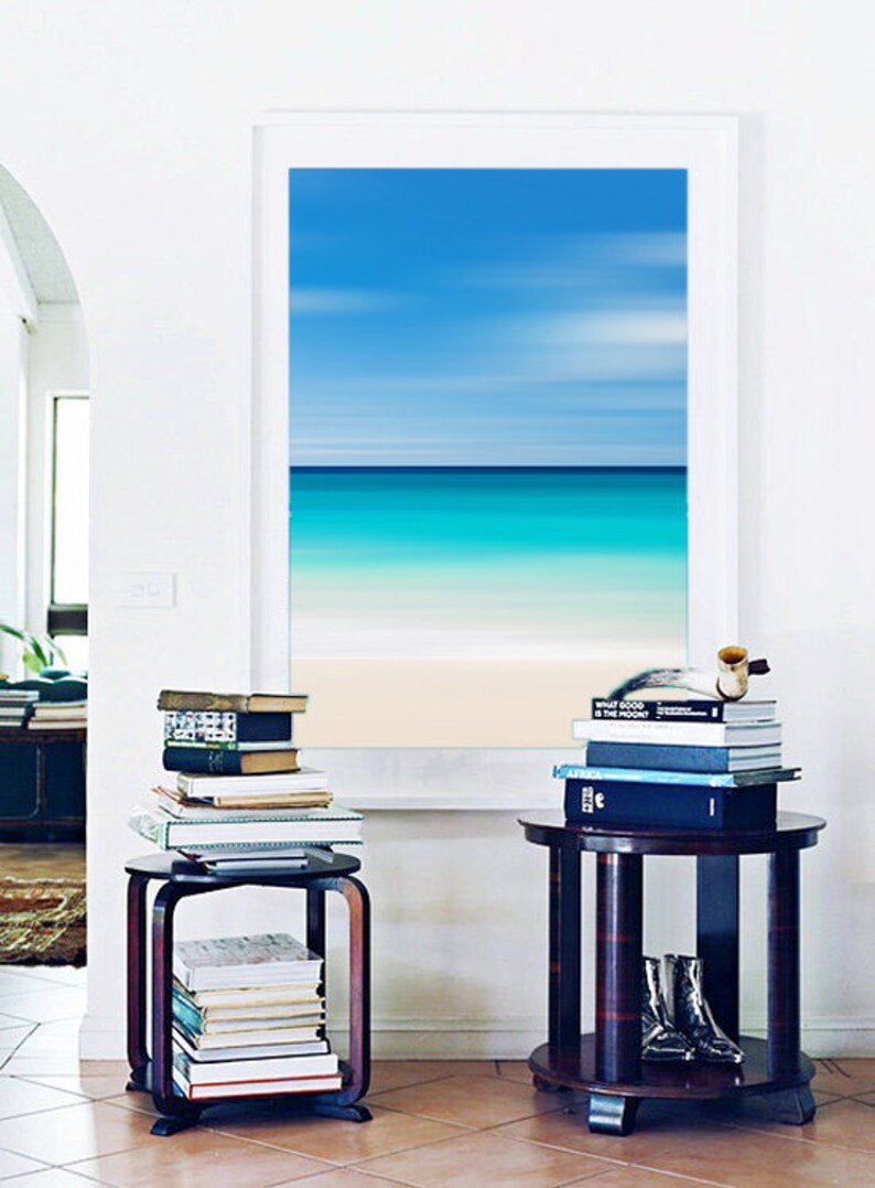 Abstract Beach Photo Large Vertical Wall Art Aqua Blue Etsy UK