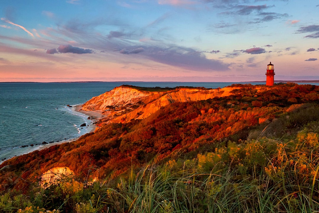 Martha’s Vineyard Art, Gay Head Lighthouse, Photograph, Aquinnah Sunset