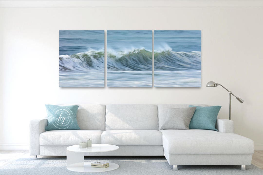 3 Panel Ocean Art, Wave Crash Canvas Triptych, Ocean Wave Photography ...