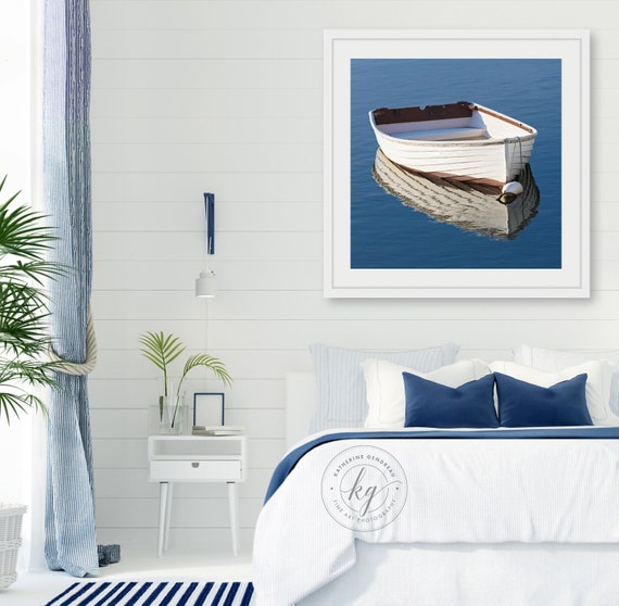 Framed Boat Art, Beach Wall Decor, Large Square Rowboat Photography, Cape  Ann, Rockport MA Photo, Nautical Wall Art, Navy Blue White Brown -   Canada
