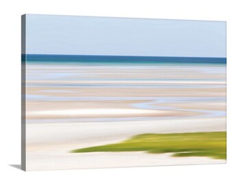 Large Abstract Seascape Art, Oversized Beach Wall Art, Coastal Decor, Cape Cod Artwork, Skaket Beach, Nautical Decor, Blue Beige Lime Green