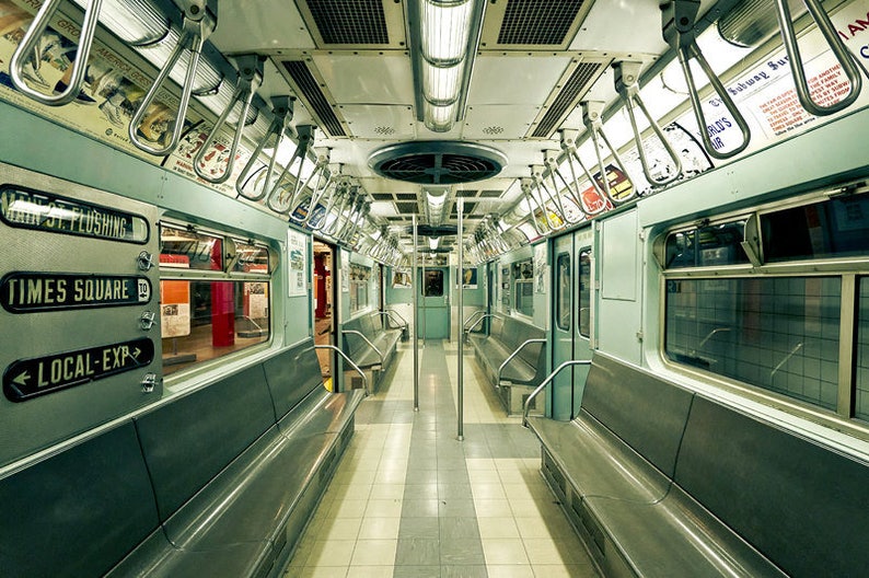 Train Photograph NYC Photography Large New York City Wall Art Mint Green Vintage Retro Artwork NYC Subway Picture 30x45 Photo Print