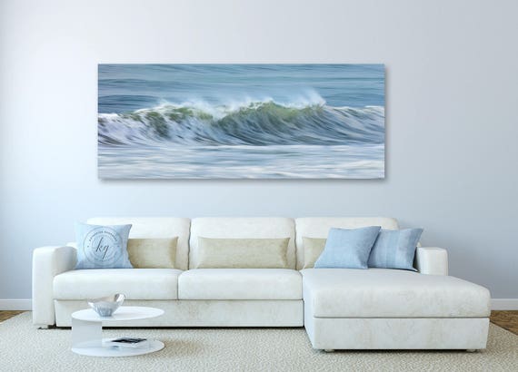 Large Panoramic Blue Surf Beach Seascape Canvas 4 Set 130cm Wide 
