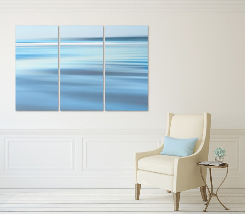 Beach Wall Decor Nautical Art Canvas Triptych Ocean Waves Etsy
