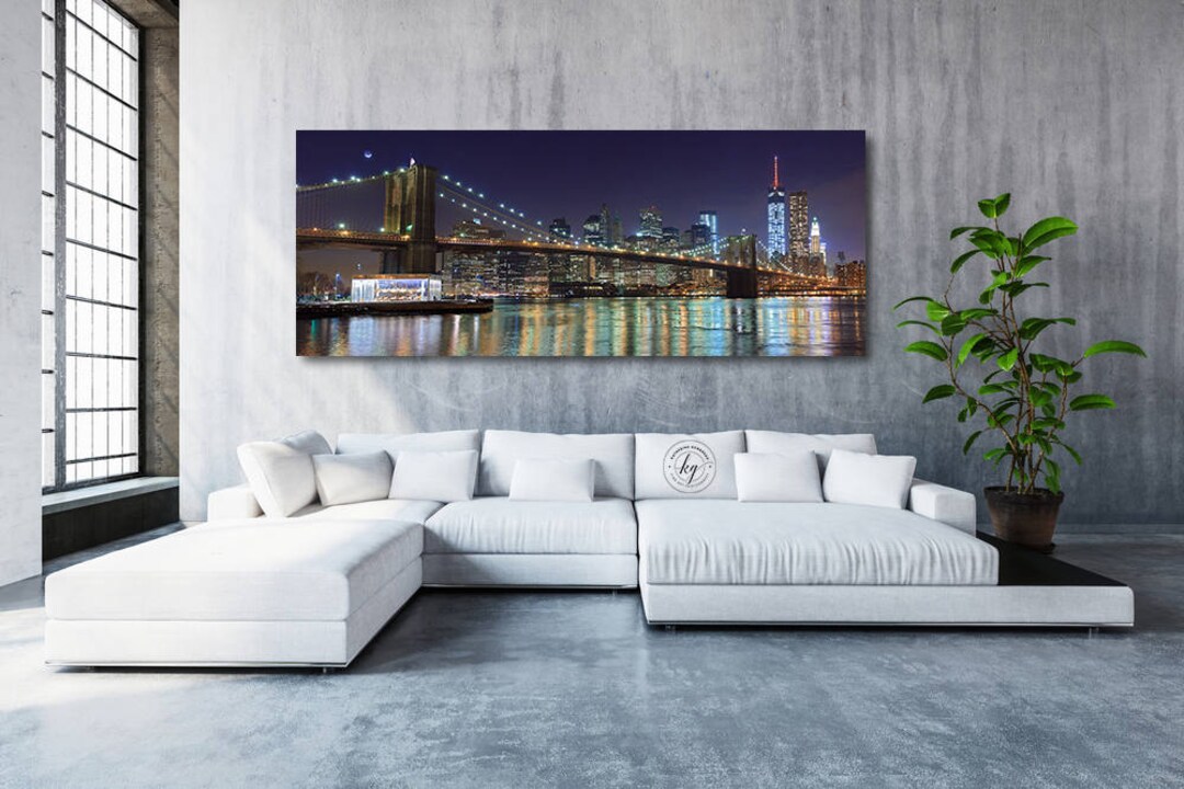 NYC Panorama Canvas Gallery Wrap Brooklyn Bridge New York City - Etsy