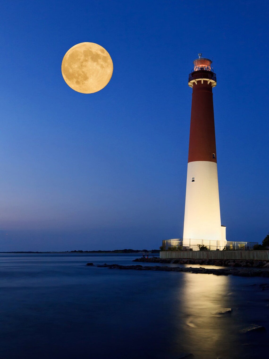 Barnegat Lighthouse Photo Print NJ Shore Moon Ocean Beach Etsy