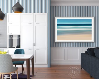 Large Abstract Beach Wall Art, Nautical Coastal Decor, Cape Cod Martha's Vineyard Beach Photography, Ocean Waves Photo, Blue Teal Aqua Beige