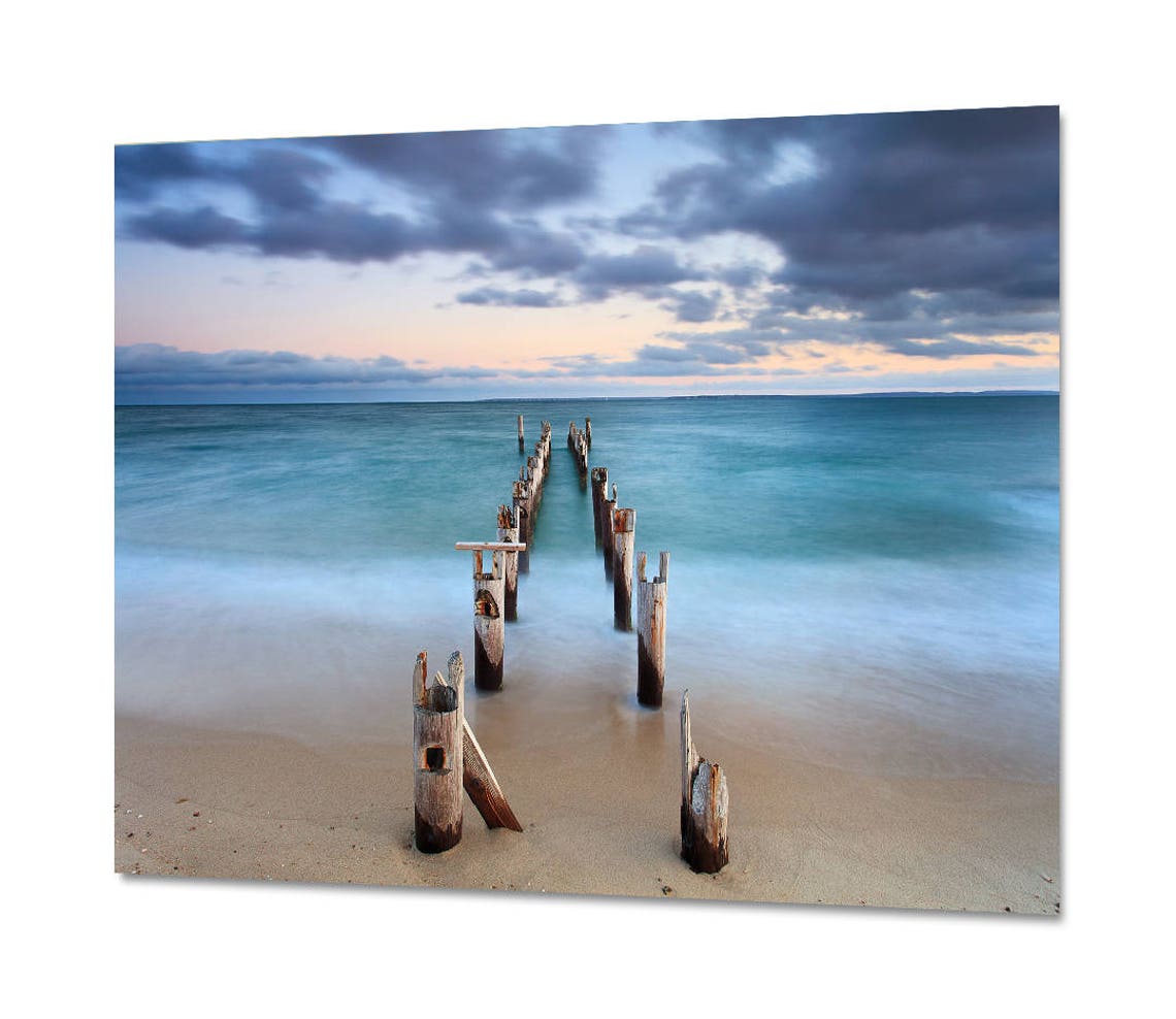Ocean Pier Metal Print Large Beach Metal Wall Art Large Teal Etsy