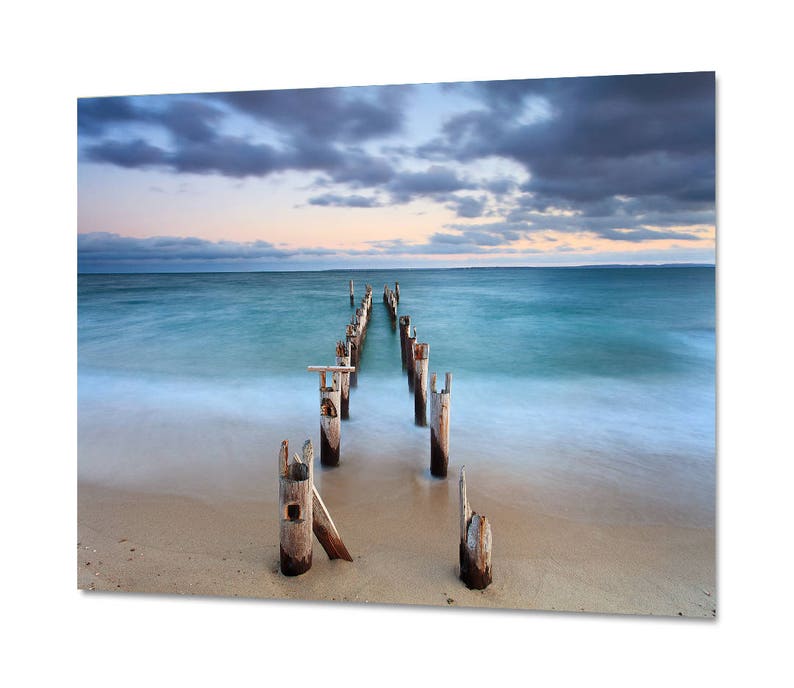 Ocean Pier Metal Print Large Beach Metal Wall Art Large Teal Etsy