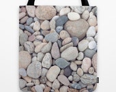 Beach Tote Bag, Yoga Bag, Beach Rocks, Stones Photo, Grey Blue Beige Ivory, Shopping Bag, Beach Bag, Book Bag, Farmer's Market Bag, Gym Bag