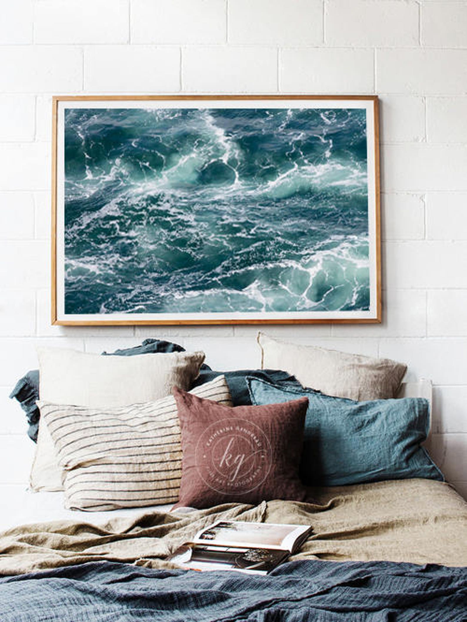 Large Ocean Art Print Aerial Ocean Photography Teal Blue Etsy