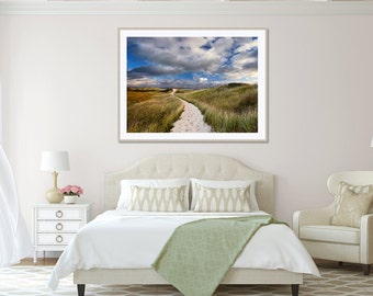 Beach Photography, Large Art Martha's Vineyard Photo Huge Wall Art Cape Cod Picture Dune Path Coastal Decor Nautical Print Blue Green Yellow