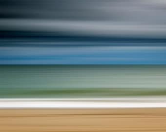 Ocean Storm Photo Print, Large Abstract Beach Photography, Cape Cod Art, Coastal Beach Decor, Martha's Vineyard, Blue Grey Green Artwork