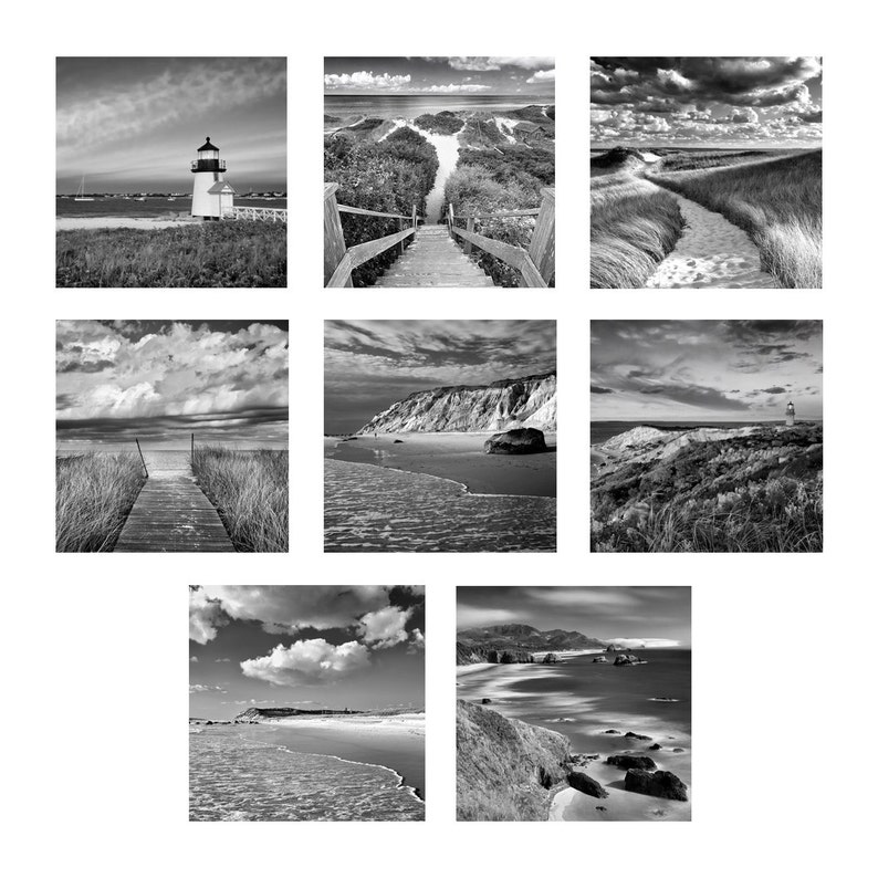 Black and White Beach Photo Prints Photography Print Set - Etsy