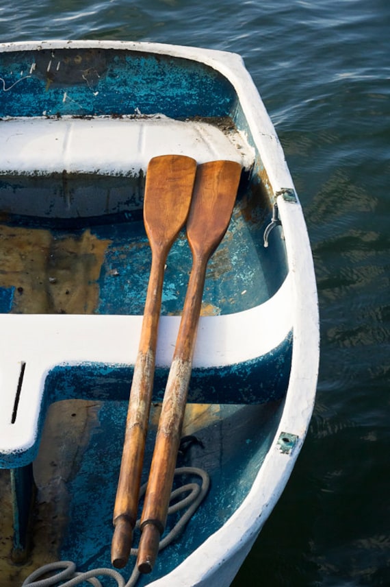 Nautical Wall Art, Boat Photo Set, Four 4 Photographs, Coastal Decor,  Rowboat Artwork Boat Oars Rope Fishing Nets Teal Aqua Rust Beige White 