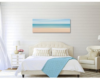 Caribbean Beach Panorama Canvas Gallery Wrap Aqua Teal Turquoise Blue Beige Abstract Ocean Sea Oversized Print Large Wall Art Coastal Decor