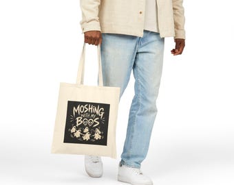 Moshing With My Boos Tote Bag | Halloween Ghosts Canvas Tote
