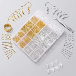 Hypoallergenic Earring Making Kit 2000 Pcs, 925 Silver Plated Hooks, Earring Findings, Jump Rings, Pins and Silicone Backs for Jewelry DIY