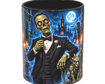 Mr. Tuxedo Zombie Coffee Mug / WVC / The Frankensteins Saga – Gothic Undead Character, Halloween Gift (11/15 oz)