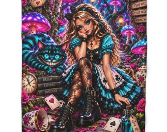 Alice in Wonderland - Cheshire Cat  Sherpa Blanket / WVC / Gothic Wonderland Collection