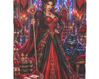 Queen of Hearts Sherpa Blanket / WVC / Gothic  Wonderland Collection