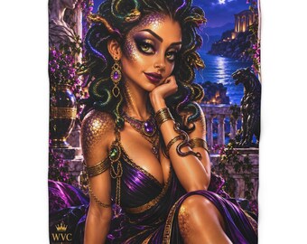 Medusa Goddess Portrait Sherpa Blanket / WVC /  Greek Mythology Collection