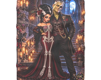Frankie and his Bride Halloween Sherpa Blanket / WVC / The Frankensteins Saga