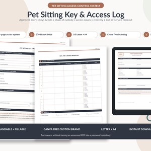 Pet Sitting Access Log, Key & Fob Chain of Custody, Security-First System (PDF)