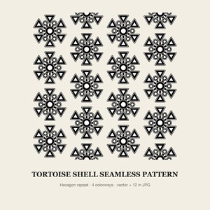 Nahtloses Muster mit koreanischem Schildpattmuster, sechseckige Vektor-Wiederholungskachel (SVG, AI, PNG) + 12 x 12 Zoll Digitalpapier in 4 Farbvarianten, kommerzielle Nutzung Bild 5