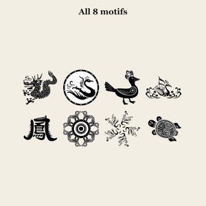 Conjunto vectorial de dragón y fénix coreanos, 8 motivos tradicionales SVG AI PNG en 5 combinaciones de colores, imágenes prediseñadas asiáticas para el Año Nuevo Lunar (uso comercial). imagen 2