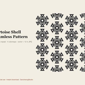Nahtloses Muster mit koreanischem Schildpattmuster, sechseckige Vektor-Wiederholungskachel (SVG, AI, PNG) + 12 x 12 Zoll Digitalpapier in 4 Farbvarianten, kommerzielle Nutzung Bild 1