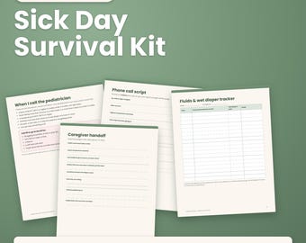 Nurse-Approved Toddler Sick Day Kit | Fever Log, Medicine Tracker, Phone Script (Digital Download)