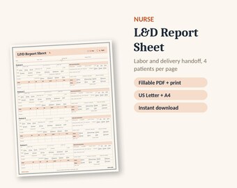 L&D Nurse Report Sheet | Labor and Delivery Brain Sheet, Postpartum Handoff (Fillable PDF)