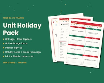 Nurse Holiday Pack | Gift Tags, Treat Toppers, Exchange Forms (Digital Download)