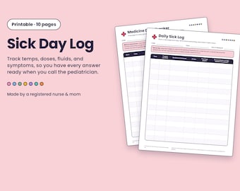 Sick Day Log Printable | Nurse Mom's Fever & Symptom Tracker (PDF)