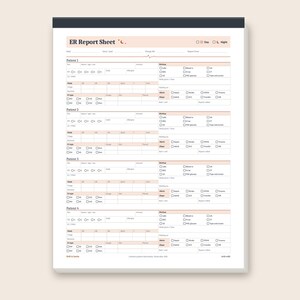ER Nurse Report Sheet Tear-Off Pad | Emergency Department Handoff Brain Sheet Notepad